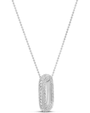SHYMI Oval Pave Charm Pendant Necklace - Metallic