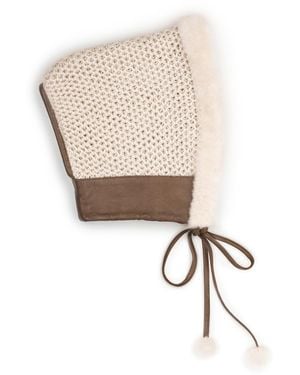 Victoria Slavinskaia Openwork Cashmere Shearling Hood - Natural