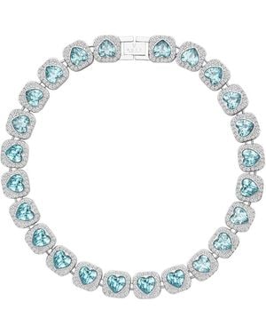 Arte Madrid Pet It On Heart-Shaped Riviere Necklace - Blue