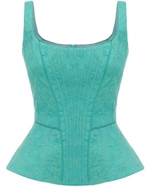 Georgette Emerald Corset Top - Green