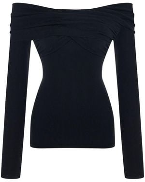 Pcfg The Party Edit Rib Draped Long Sleeve Top - Blue
