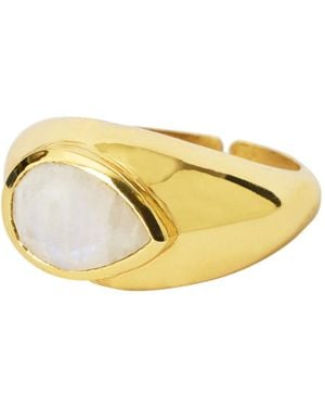 YAA YAA LONDON Neutrals Milk Drop Moonstone Vermeil Gemstone Ring - Yellow
