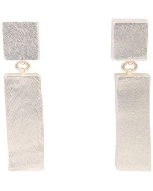 Saachi Duo Rectangle Metal Earrings - White