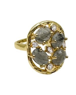 Farra Labradorite Stones Statement Ring - Metallic