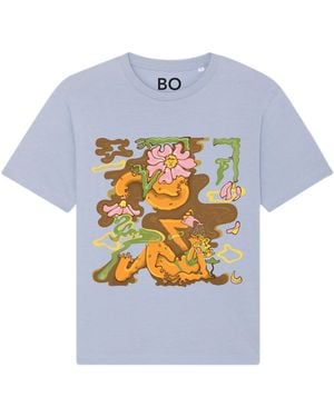 Boutique Kaotique Groovy Nature Serene Organic Cotton T-Shirt - Blue