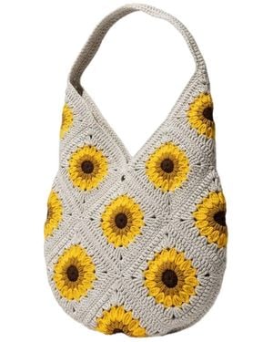 Ana Chic Sunflower Handmade Crochet Shoulder Bag - Yellow
