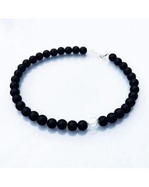 Laura Daili Neutrals Timeless Pearl Glass Necklace - Blue