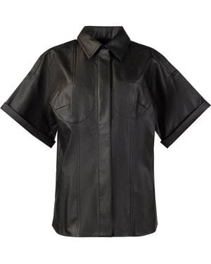 Lendrop Studios Mei Short Sleeve Leather Shirt - Black