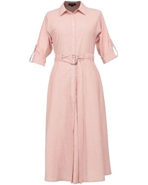 Smart and Joy Long Minimalist Shirt Dress - Pink