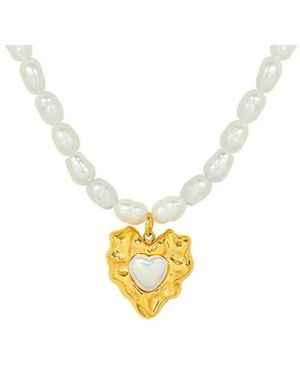 Nazzar Baroque Heart Pearl Necklace - Metallic
