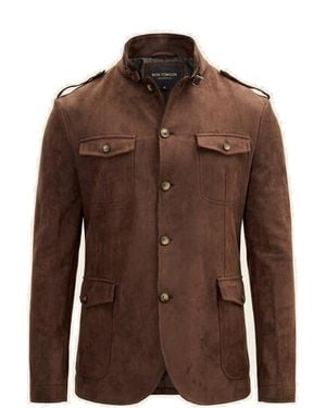 Ron Tomson Microsuede Lightweight Safari Jacket - Brown