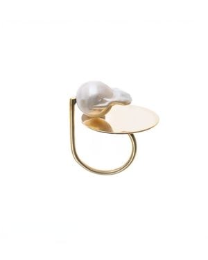 Silver Moon Pearl Sterling Ring - Metallic