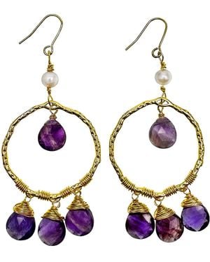 Farra Bohemian Style Teardrop Amethyst Earrings - Blue