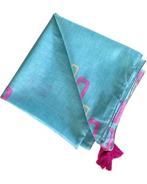 Heritagemoda Handcrafted Organic Cotton Soft Square Summer Scarf - Blue