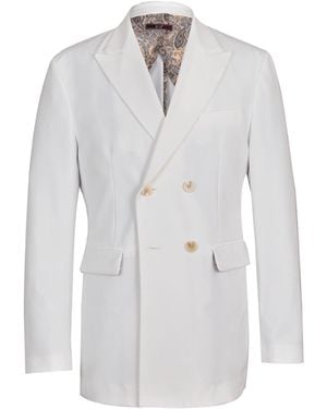 DAVID WEJ Ashford Relaxed Double-Breasted Blazer – - White
