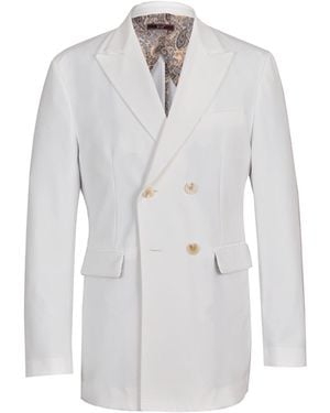 DAVID WEJ Ashford Relaxed Double-Breasted Blazer – - White