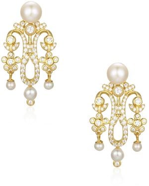 Santinni Standing Ovation Pearl Chandelier-Plated Earrings - Metallic