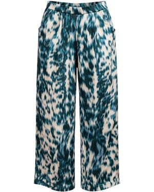 Oh!Zuza Neutrals Echo Wide-Leg Viscose Satin Trousers – Print - Blue