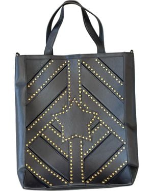 Any Old Iron Golden Stars And Stripes Leather Tote - Black