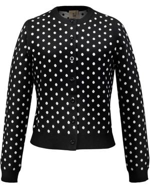 Smart and Joy Polka Dots Knitted Cardigan - Black