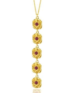 Unaloe Five Ruby Rose Pendant - Metallic