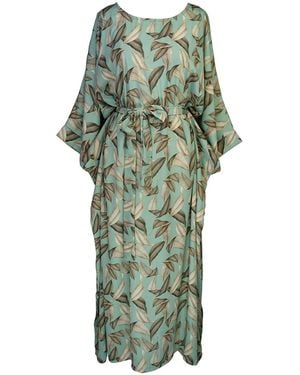 Jennafer Grace Menta Dulce Belted Disco Caftan Kaftan Dress - Green