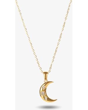 Elk & Bloom 14K Moon & Star Pendant Necklace - White