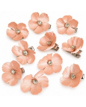 Yeva Sebastia Chiffon Flower Hair Clips - Pink