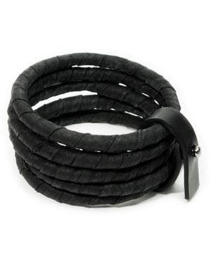 WAIWAI Stackable Bangle Leather Bracelet - Black