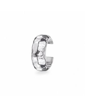 Zohreh Wide Hammered Ear Cuff Sterling - White