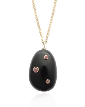 Hye Jane Jewelry Large Pietra Onyx And Ruby Necklace - Black