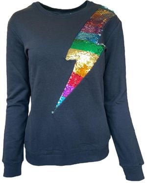 Any Old Iron Reversible Sequin Lightning Sweatshirt - Blue