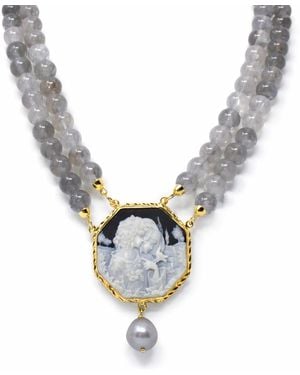 Vintouch Italy Sisterhood Cameo Necklace With Labradorite - Metallic