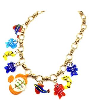 Achala Handcrafted Colourfull Fish Charm Necklace - Blue