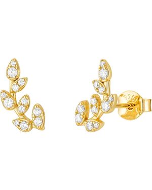Sophelia Sparkling Leaf Branch Plated Stud Earrings - Metallic