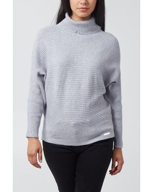 Hortons England Sudbury Batwing Turtle Neck Jumper Light - Grey