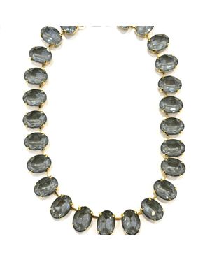 Achala Handcrafted Dark Ignite Oval Crystals Necklace - Green