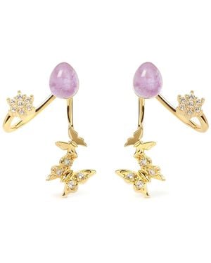 Freqnc Atelier Butterfly Ear Jacket Earrings With Amethyst - Metallic