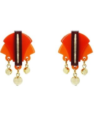 Gissa Bicalho Acrylic Handmade Earring Oca - Red