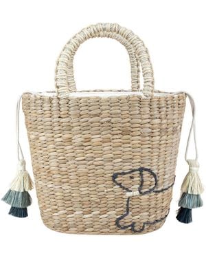 LIKHÂ Mini Tote Bag With Embroidered Dachshund - Metallic