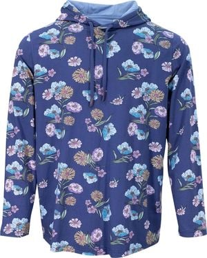 lords of harlech Horatio Spaced Floral Printed Hoodie - Blue