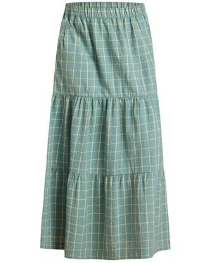 Known Supply Tiered Chequered Skirt - Green