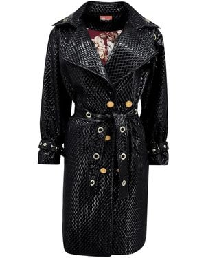 Maui X Lolita Trinity Quilted Vegan Leather Trench Coat - Black