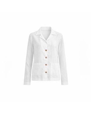 Haris Cotton Linen Jacket With Pockets - White