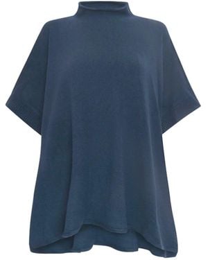 James Lakeland Denim Side Button Poncho - Blue