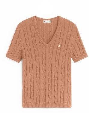 Gaâla Neutrals Talina Cable Knit Top - Brown