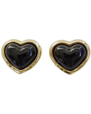POPORCELAIN Porcelain Heart Stud Earrings - Black