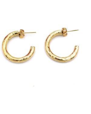 Lala Salama Hammered Midi Hoops - Metallic