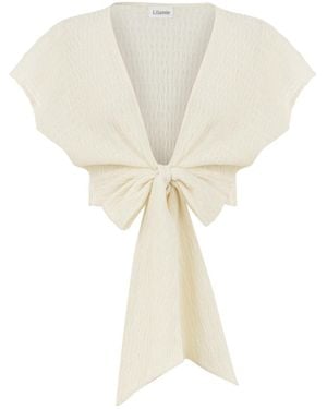 Lilamie Neutrals Rio Front Tied Crop Dizayn Summer Top - White