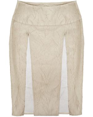 28Natelier Cream Double Slit Skirt - Natural